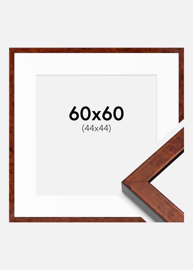 Ram med passepartou Fotokader Hermes Okkernoot 60x60 cm - Passe-partout Wit 45x45 cm
