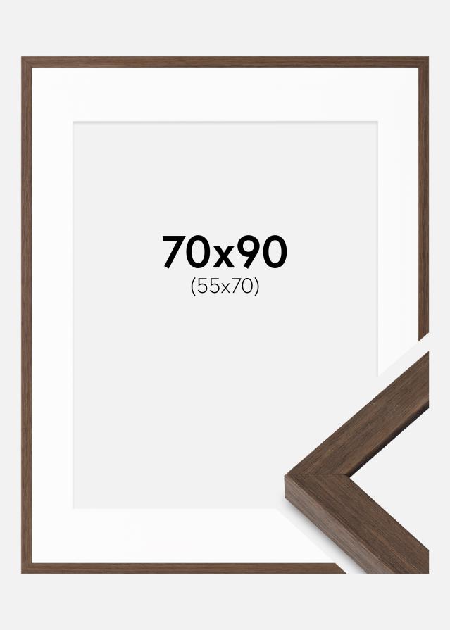 Ram med passepartou Fotokader Hermes Okkernoot 70x90 cm - Passe-partout Wit 56x71 cm