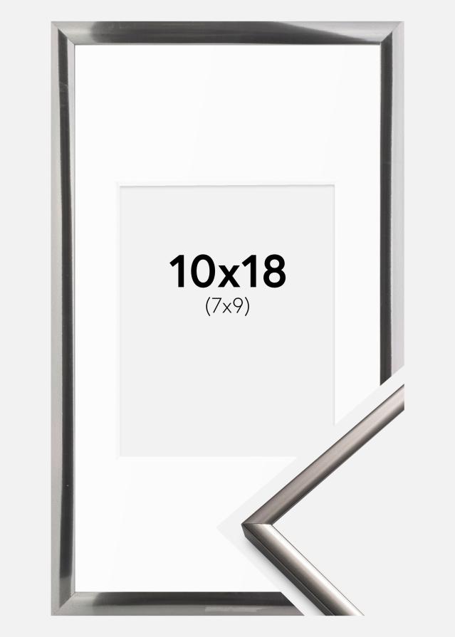 Ram med passepartou Fotokader New Lifestyle Staal 10x18 cm - Passe-partout Wit 8x10 cm