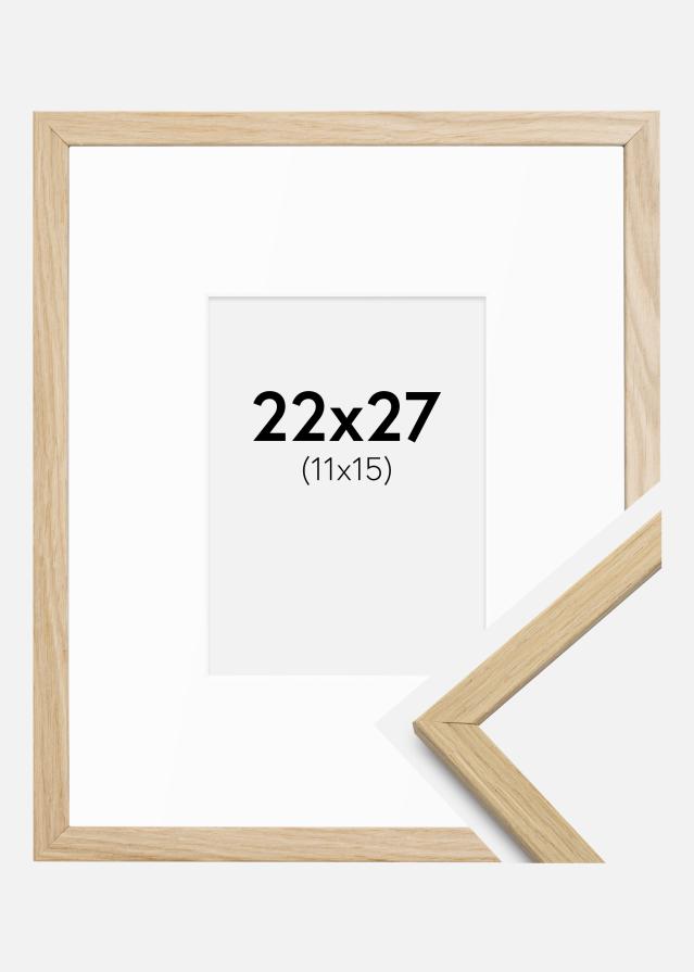 Ram med passepartou Fotokader Edsbyn Eik 22x27 cm - Passe-partout Wit 12x16 cm