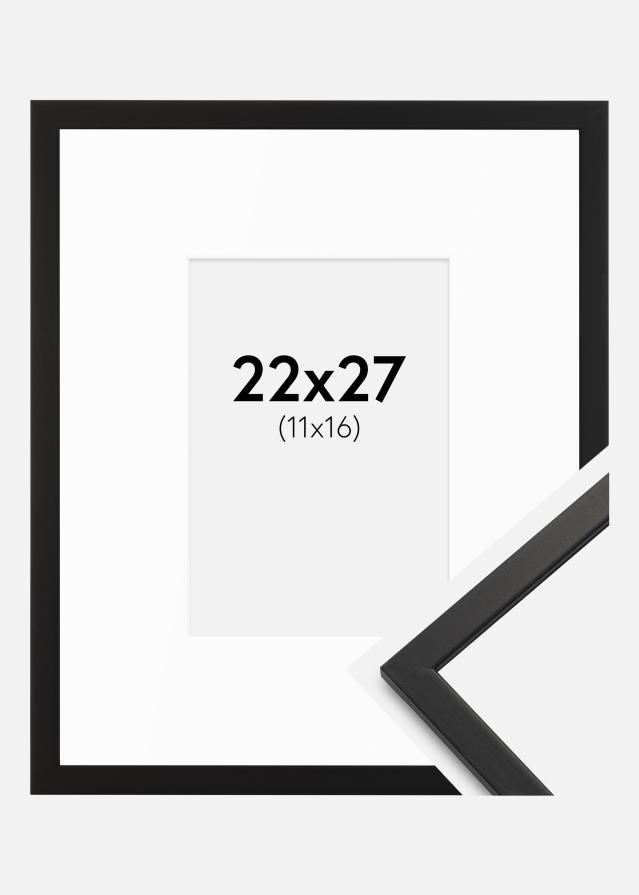 Ram med passepartou Fotokader Edsbyn Zwart 22x27 cm - Passe-partout Wit 12x17 cm