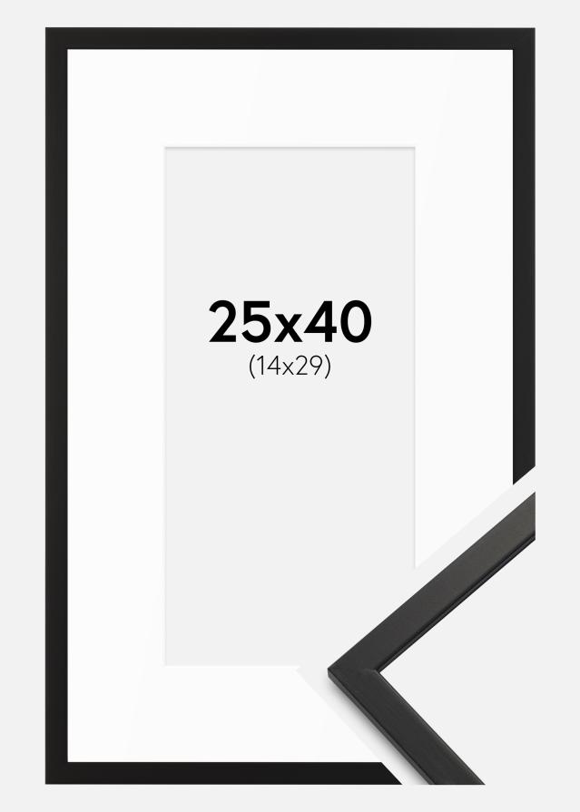 Ram med passepartou Fotokader Edsbyn Zwart 25x40 cm - Passe-partout Wit 15x30 cm