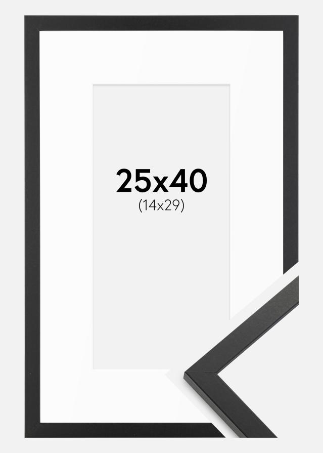 Ram med passepartou Fotokader Trendy Zwart 25x40 cm - Passe-partout Wit 15x30 cm