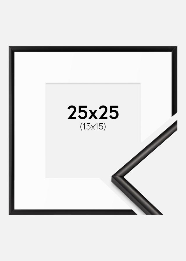 Ram med passepartou Fotokader Scandi Mat Zwart 25x25 cm - Passe-partout Wit 16x16 cm