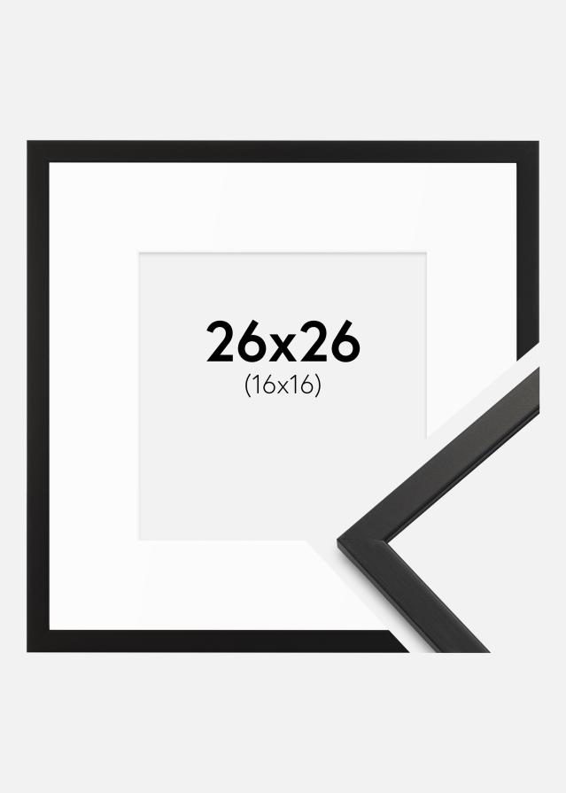 Ram med passepartou Fotokader Edsbyn Zwart 26x26 cm - Passe-partout Wit 17x17 cm