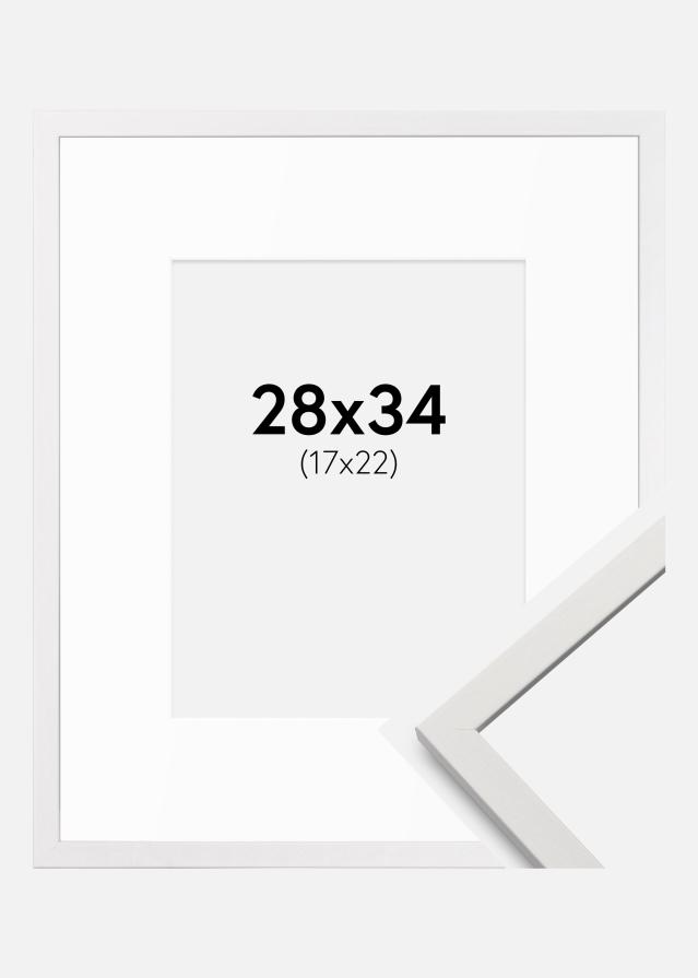 Ram med passepartou Fotokader Edsbyn Wit 28x34 cm - Passe-partout Wit 18x23 cm