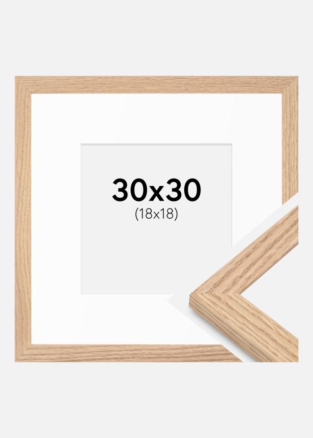 Ram med passepartou Kader Tidlös Massief Eik 30x30 cm - Passe-partout Wit 19x19 cm
