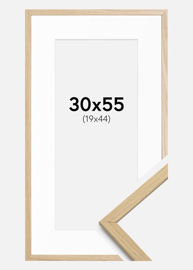 Ram med passepartou Fotokader Edsbyn Eik 30x55 cm - Passe-partout Wit 20x45 cm