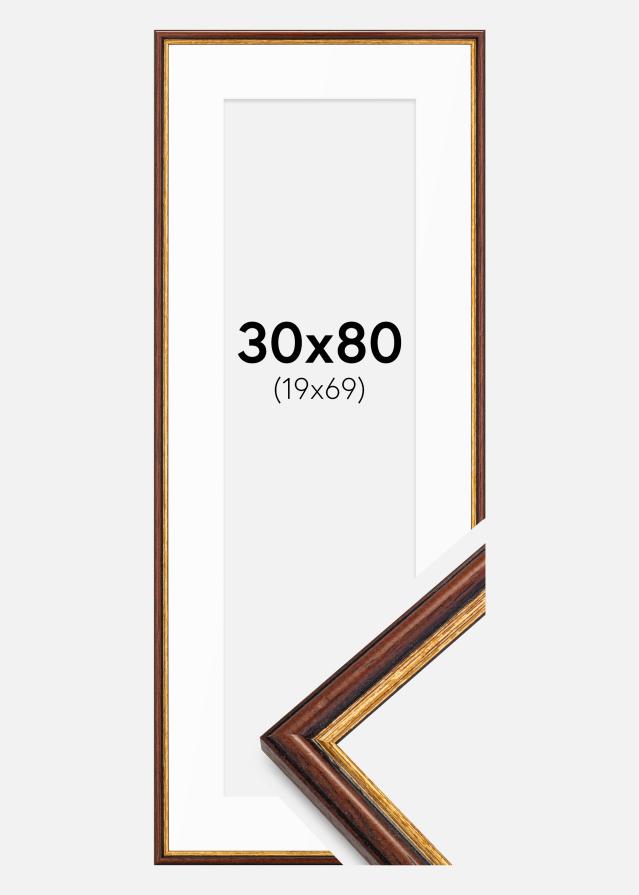 Ram med passepartou Fotokader Horndal Bruin 30x80 cm - Passe-partout Wit 20x70 cm