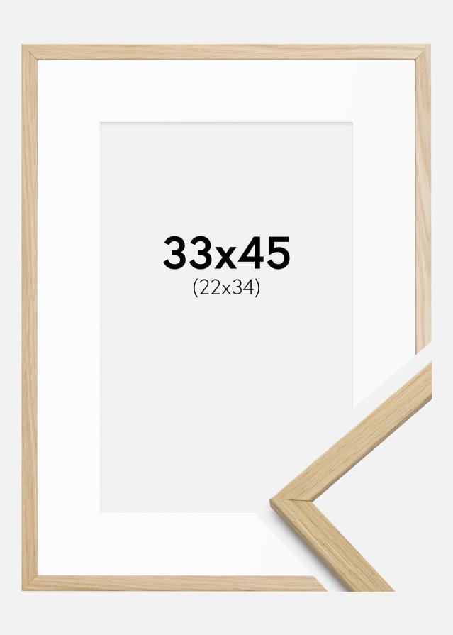 Ram med passepartou Fotokader Edsbyn Eik 33x45 cm - Passe-partout Wit 23x35 cm