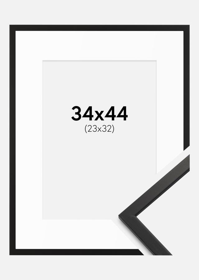Ram med passepartou Fotokader Edsbyn Zwart 34x44 cm - Passe-partout Wit 24x33 cm