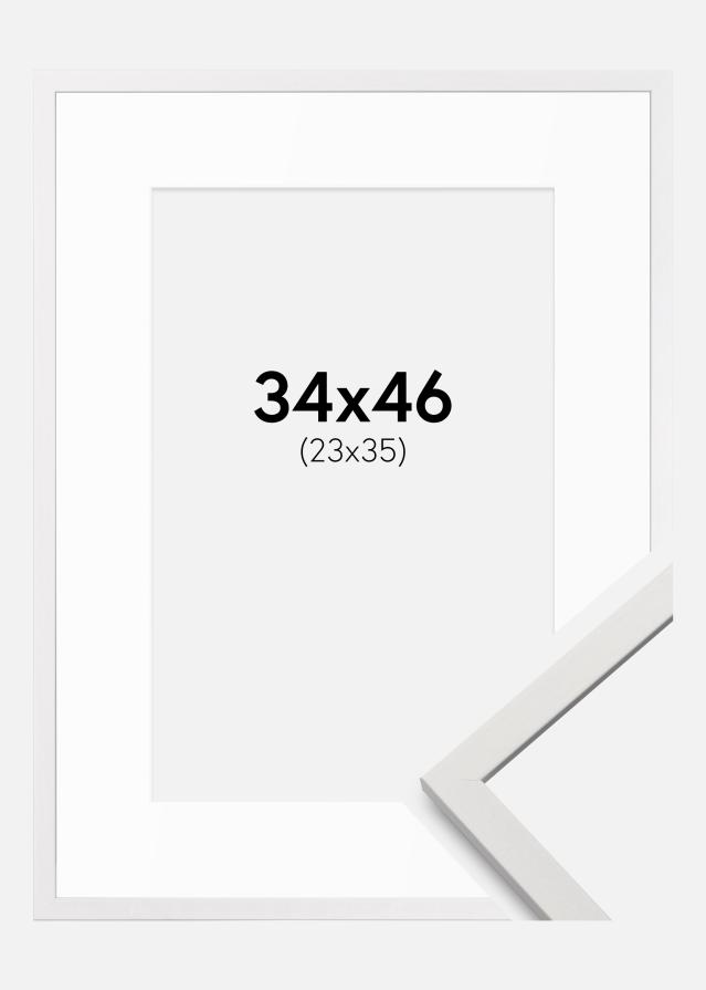 Ram med passepartou Fotokader Edsbyn Wit 34x46 cm - Passe-partout Wit 24x36 cm