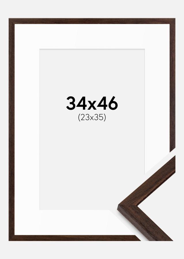 Ram med passepartou Fotokader Edsbyn Okkernoot 34x46 cm - Passe-partout Wit 24x36 cm