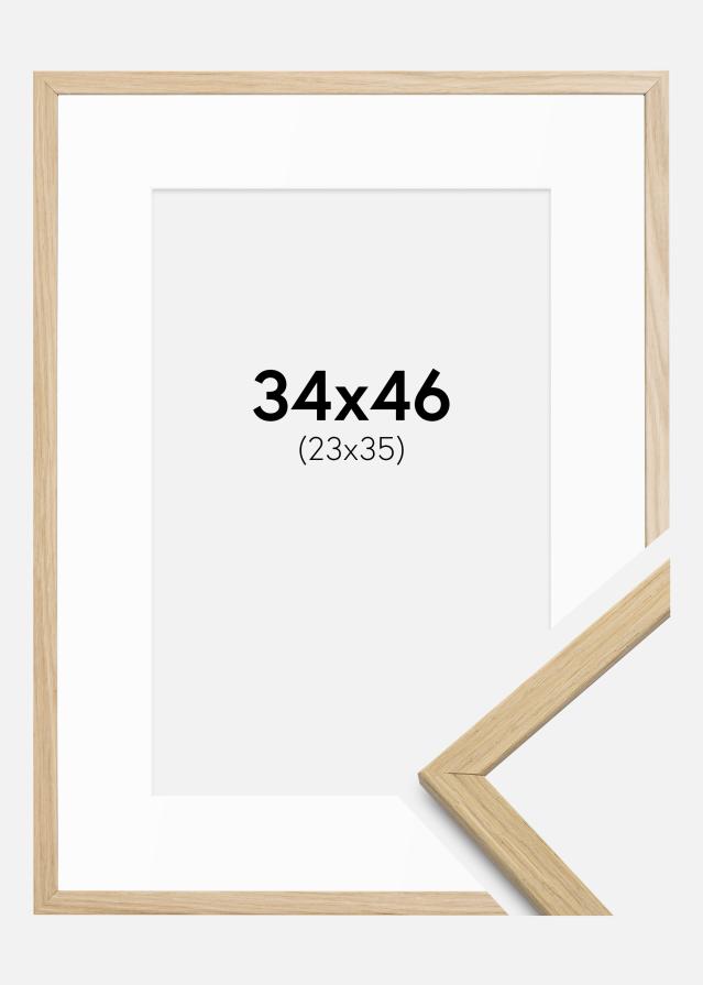 Ram med passepartou Fotokader Edsbyn Eik 34x46 cm - Passe-partout Wit 24x36 cm