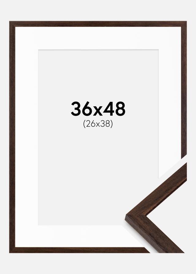 Ram med passepartou Fotokader Edsbyn Okkernoot 36x48 cm - Passe-partout Wit 27x39 cm