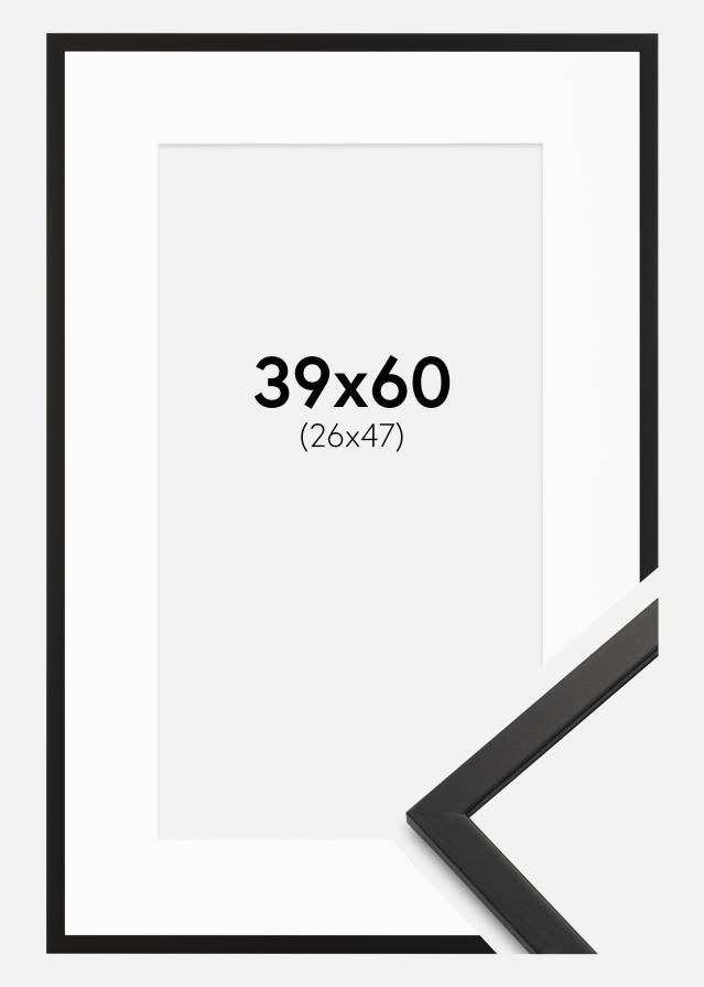 Ram med passepartou Fotokader Edsbyn Zwart 39x60 cm - Passe-partout Wit 27x48 cm