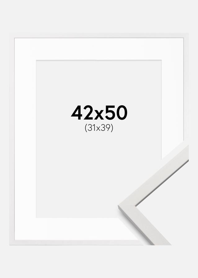 Ram med passepartou Fotokader Edsbyn Wit 42x50 cm - Passe-partout Wit 32x40 cm