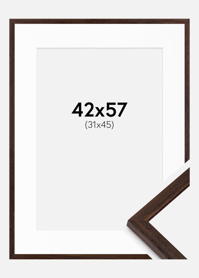 Ram med passepartou Fotokader Edsbyn Okkernoot 42x57 cm - Passe-partout Wit 32x46 cm