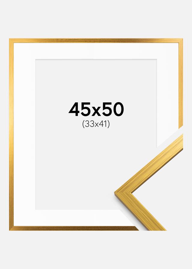Ram med passepartou Fotokader Edsbyn Goud 45x50 cm - Passe-partout Wit 34x42 cm