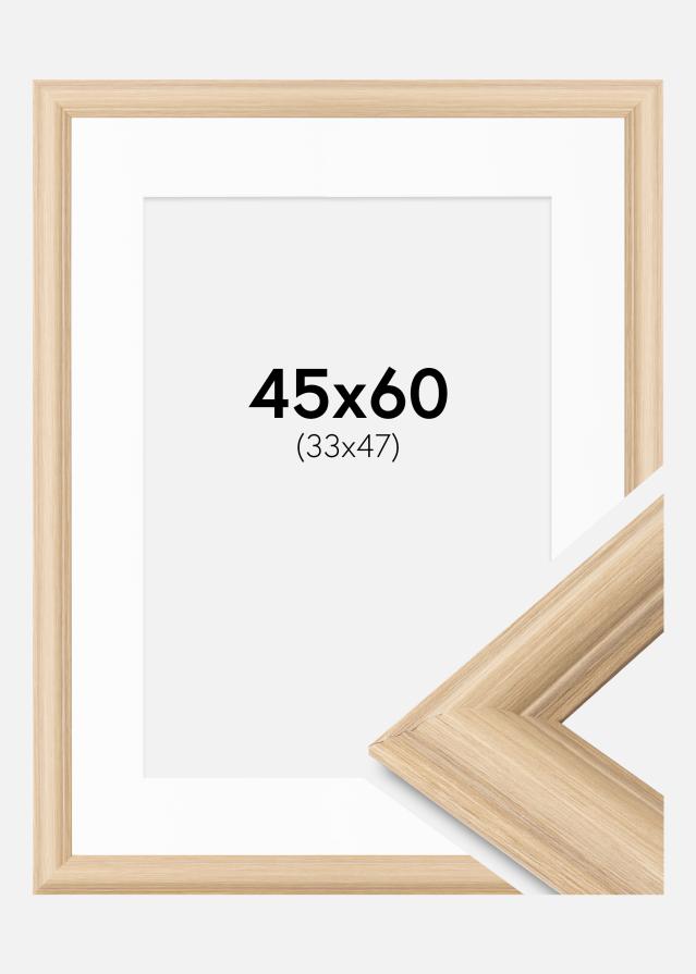 Ram med passepartou Fotokader Västkusten Eik 45x60 cm - Passe-partout Wit 34x48 cm