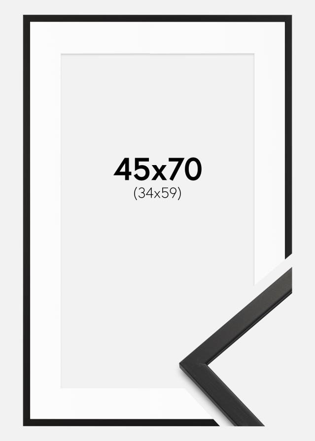 Ram med passepartou Fotokader Edsbyn Zwart 45x70 cm - Passe-partout Wit 35x60 cm