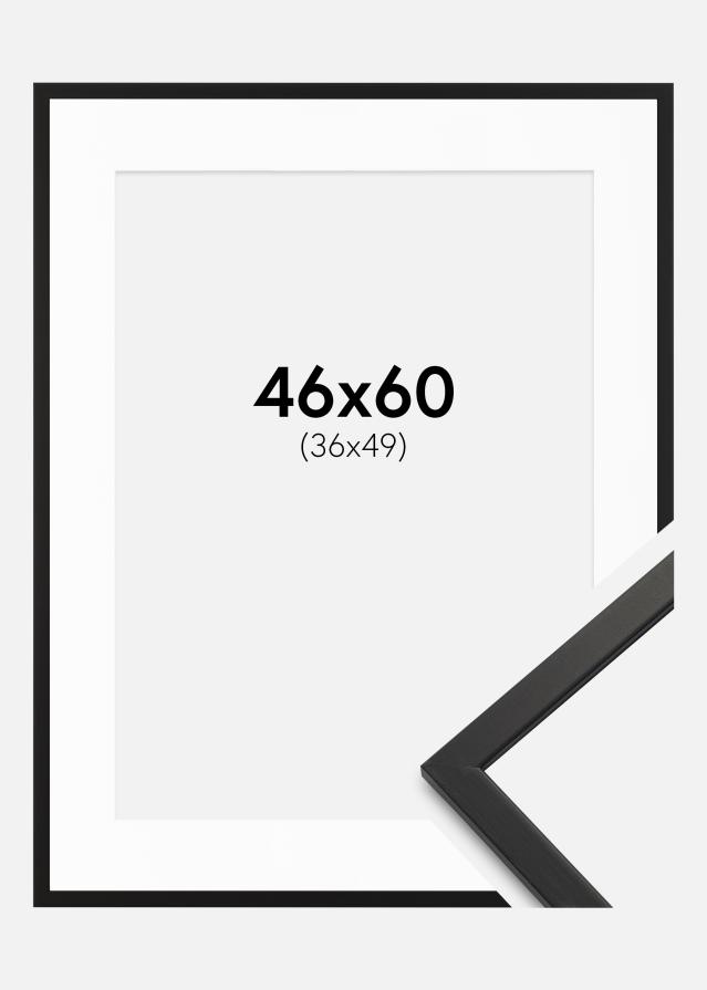 Ram med passepartou Fotokader Edsbyn Zwart 46x60 cm - Passe-partout Wit 37x50 cm