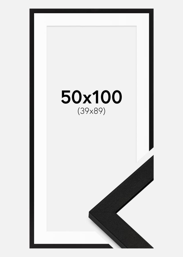 Ram med passepartou Fotokader BGA Classic Zwart 50x100 cm - Passe-partout Wit 40x90 cm