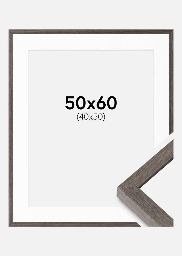 Ram med passepartou Fotokader Ares Grijs Eik 50x60 cm - Passe-partout Wit 41x51 cm