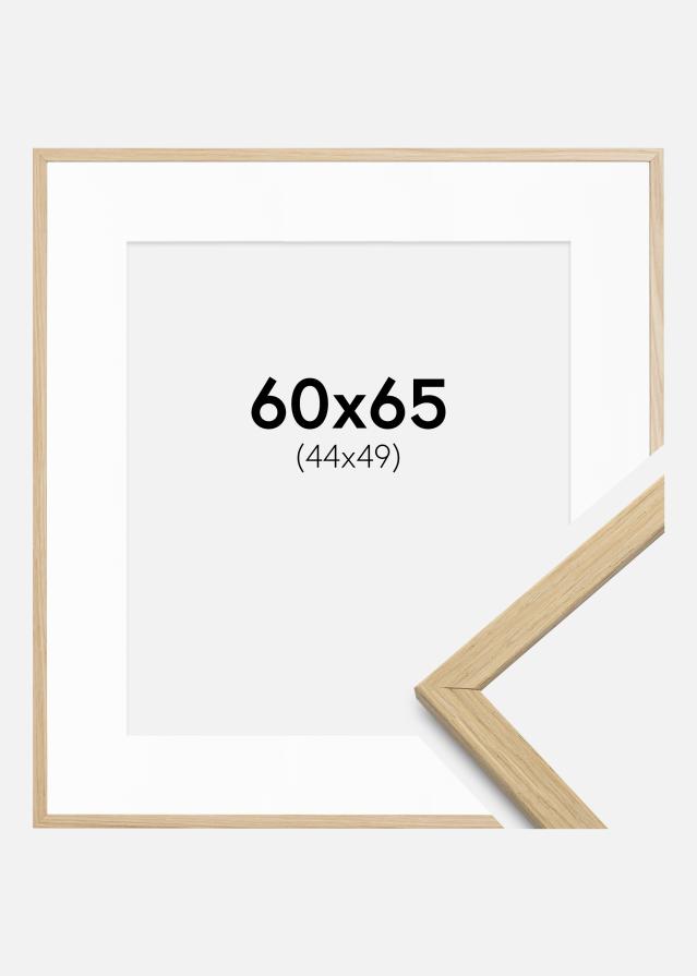 Ram med passepartou Fotokader Edsbyn Eik 60x65 cm - Passe-partout Wit 45x50 cm
