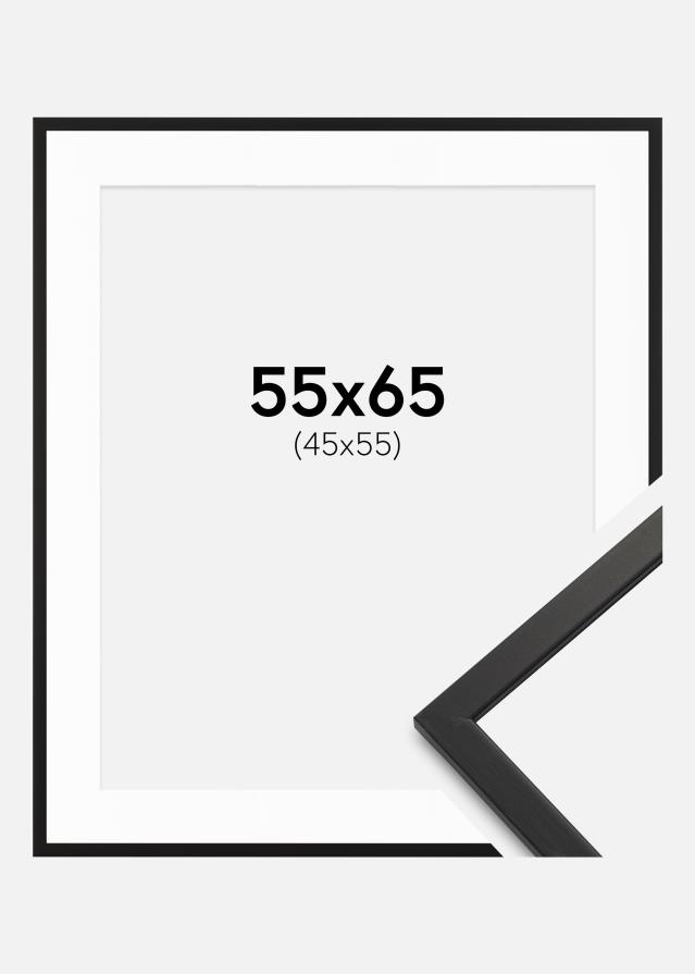 Ram med passepartou Fotokader Edsbyn Zwart 55x65 cm - Passe-partout Wit 46x56 cm
