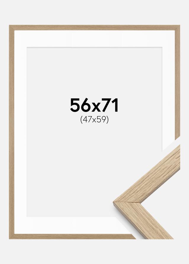 Ram med passepartou Fotokader Stilren Eik 56x71 cm - Passe-partout Wit 48x60 cm