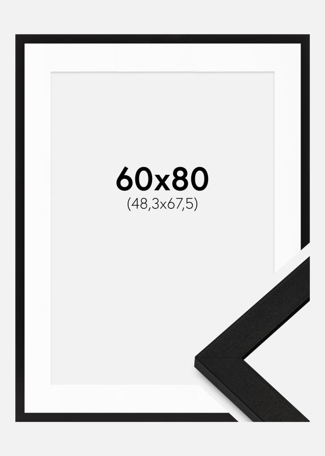 Ram med passepartou Fotokader BGA Classic Zwart 60x80 cm - Passe-partout Wit 49,3x68,5 cm