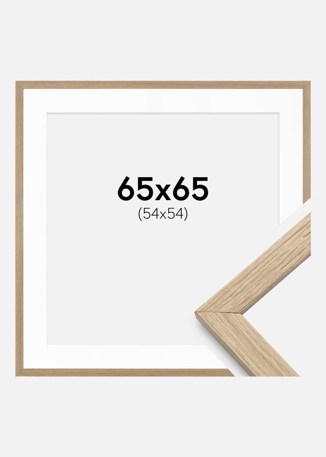 Ram med passepartou Fotokader Stilren Eik 65x65 cm - Passe-partout Wit 55x55 cm