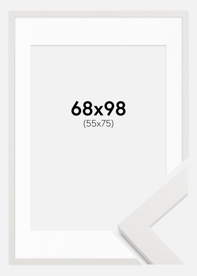 Ram med passepartou Fotokader Wit hout 68x98 cm - Passe-partout Wit 56x76 cm