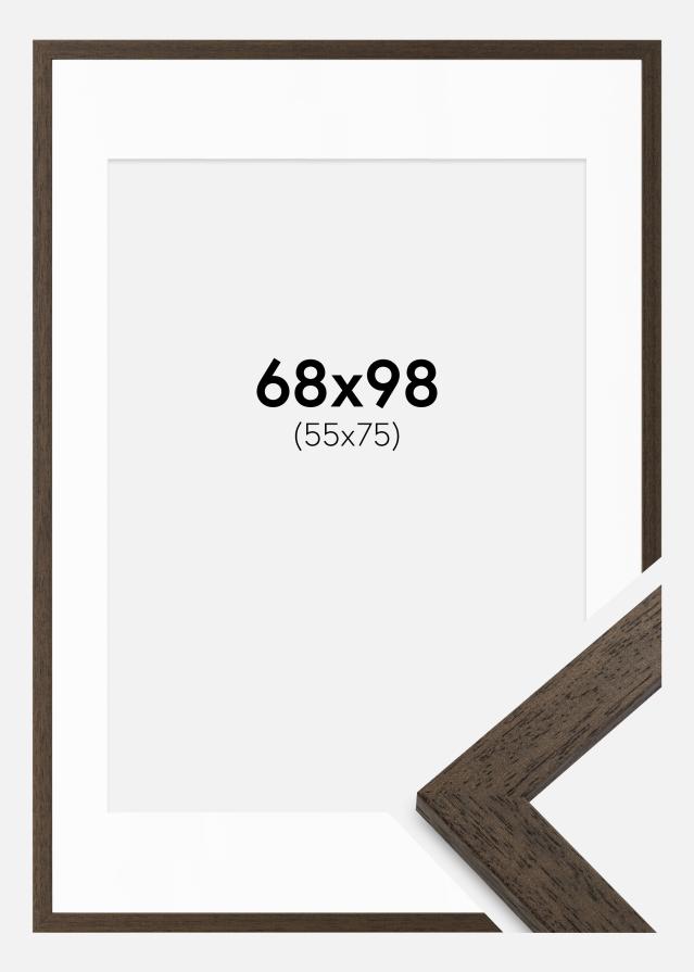 Ram med passepartou Fotokader bruin hout 68x98 cm - Passe-partout Wit 56x76 cm