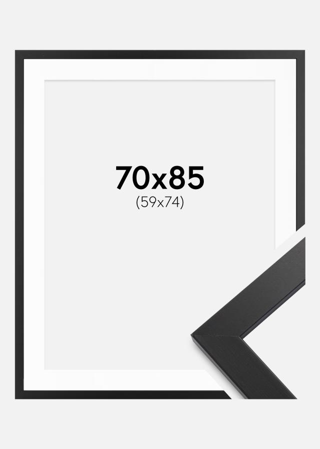 Ram med passepartou Fotokader zwart hout 70x85 cm - Passe-partout Wit 60x75 cm