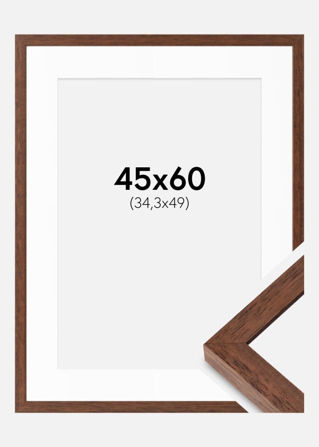Ram med passepartou Fotokader Hermes Teak 45x60 cm - Passe-partout Wit B3 353x500 mm