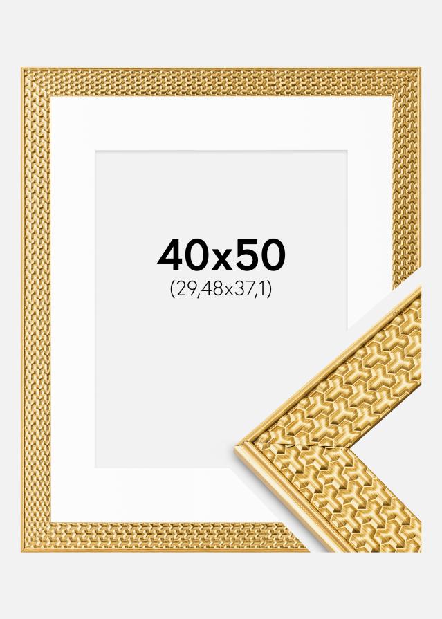 Ram med passepartou Fotokader Grace Goud 40x50 cm - Passe-partout Wit 12x15 inches