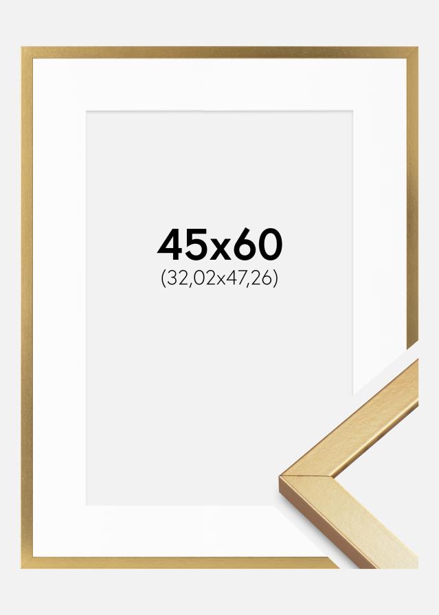 Ram med passepartou Fotokader Minerva Goud 45x60 cm - Passe-partout Wit 13x19 inches