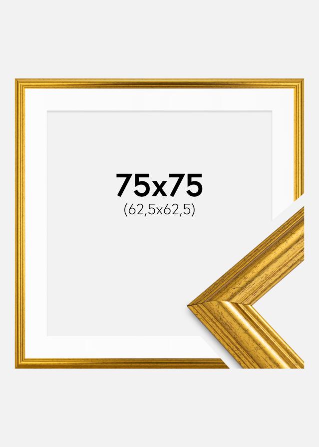 Ram med passepartou Fotokader Västkusten Goud 75x75 cm - Passe-partout Wit 25x25 inches