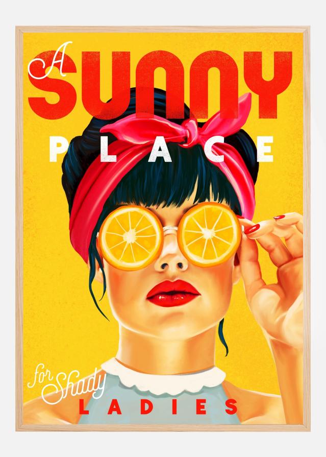 Bildverkstad A Sunny Place For Shady Ladies Orange Pinup Art Poster