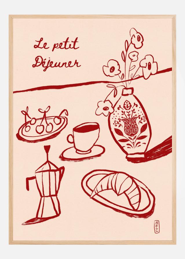 Bildverkstad Le Petit Dejeuner Breakfast in Red Poster
