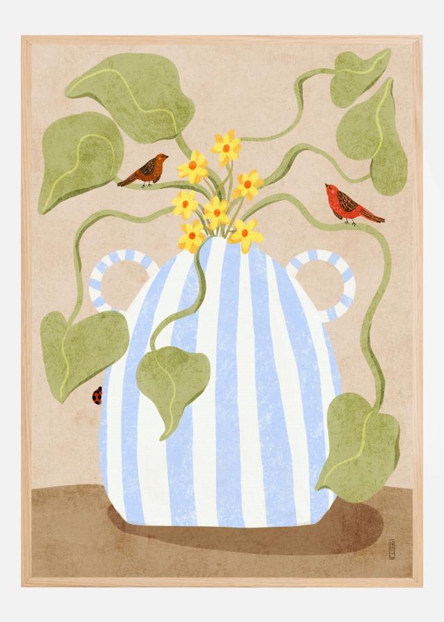 Bildverkstad Leaves In a Pot With Birds Poster