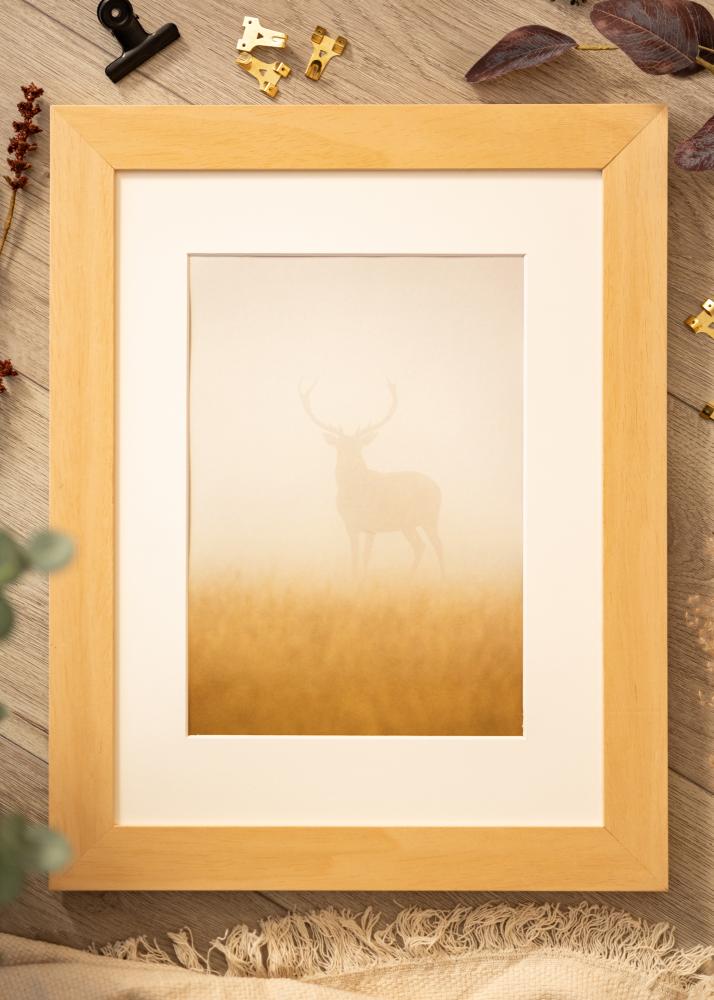 Ram med passepartou Fotokader Juno Hout 40x50 cm - Passe-partout Wit 30x38 cm