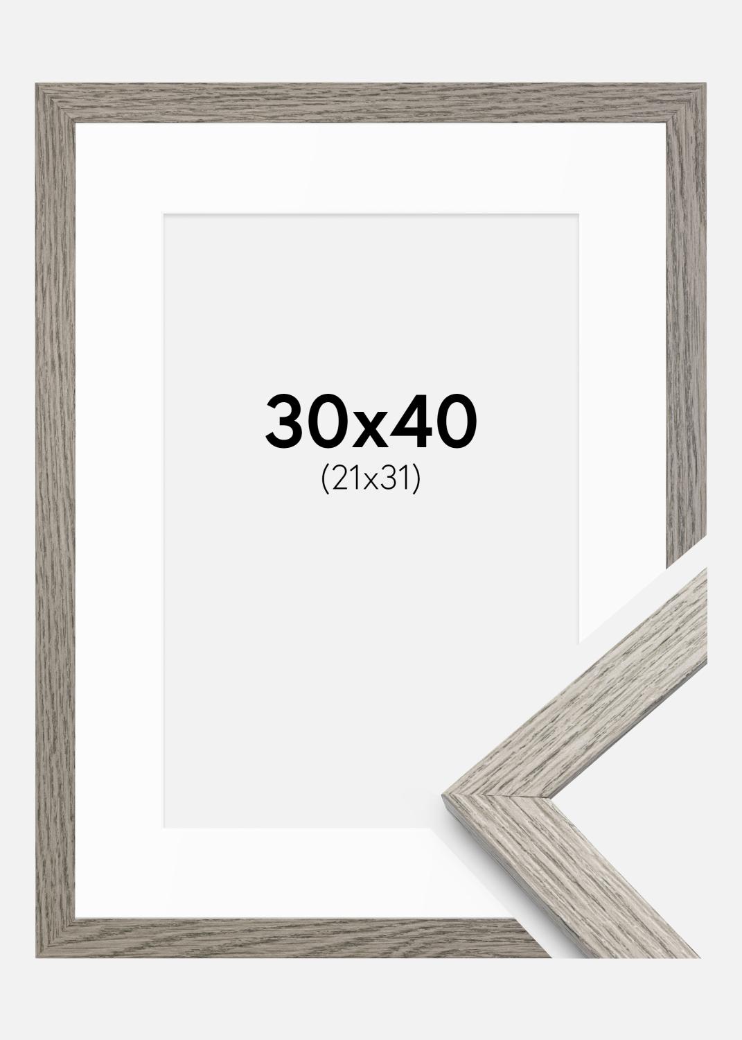 Product Image for Fotokader Stilren Grijs Eik 30x40 cm - Passe-partout Wit 22x32 cm