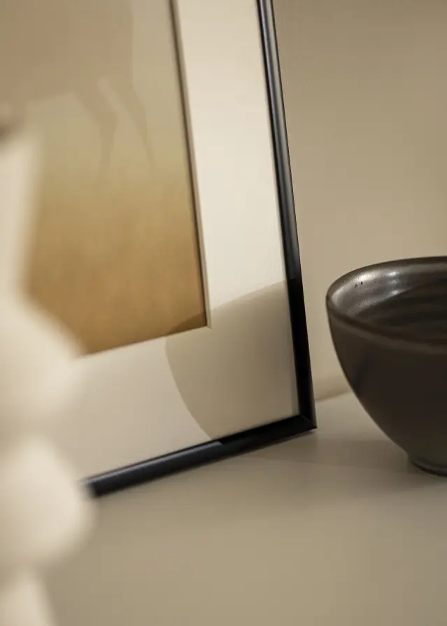 Ram med passepartou Fotokader Scandi Mat Zwart 25x25 cm - Passe-partout Wit 14x14 cm