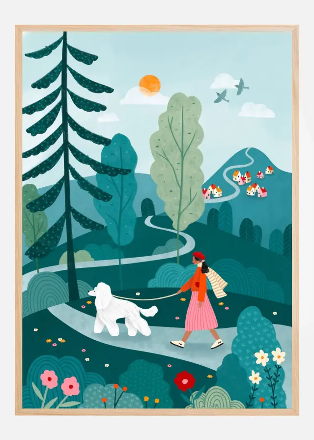 Bildverkstad Poodle Walk Poster