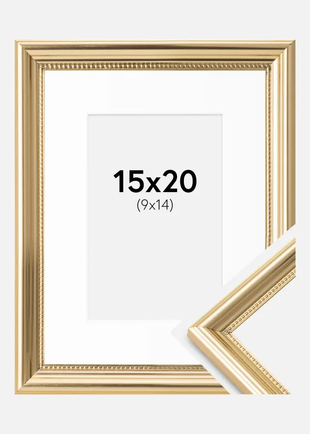 Ram med passepartou Kader Gala Goud 15x20 cm - Passe-partout Wit 10x15 cm