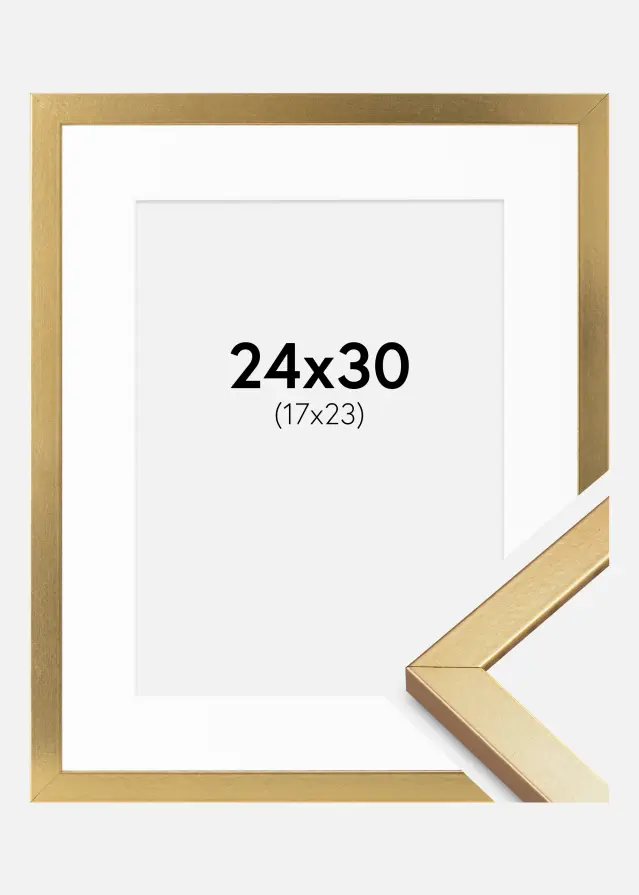 Ram med passepartou Fotokader Minerva Goud 24x30 cm - Passe-partout Wit 18x24 cm