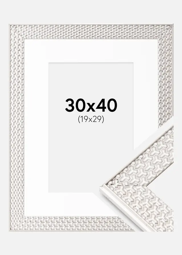 Ram med passepartou Kader Grace Zilver 30x40 cm - Passe-partout Wit 20x30 cm